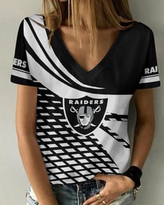 Las Vegas Raiders Summer V-neck Women T-shirt BG301