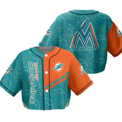 Miami Dolphins Crop Top Baseball Jersey 103