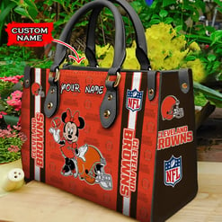 Cleveland Browns Personalized Leather Hand Bag BBLTHB511