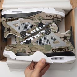 Dallas Cowboys Camo Personalized AJ4 Sneaker BG32