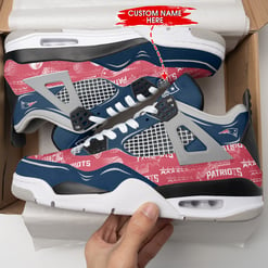 New England Patriots Personalized AJ4 Sneaker BG126