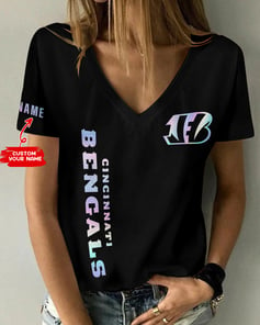 Cincinnati Bengals Personalized Summer V-neck Women T-shirt BG350