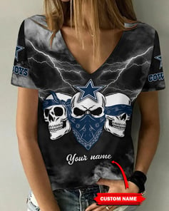 Dallas Cowboys Personalized V-neck Women T-shirt BG822