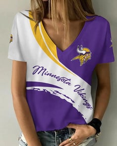 Minnesota Vikings V-neck Women T-shirt BG726