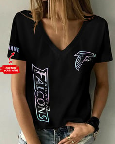 Atlanta Falcons Personalized Summer V-neck Women T-shirt BG351