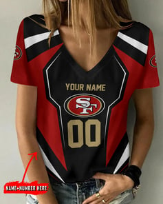 San Francisco 49ers Personalized V-neck Women T-shirt AGC91