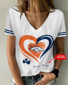 Denver Broncos Personalized Summer V-neck Women T-shirt BG280