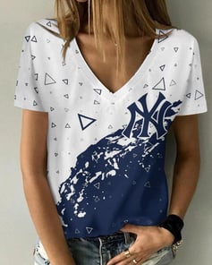 New York Yankees V-neck Women T-shirt BG653