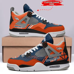 Denver Broncos Personalized AJ4 Sneaker BG200