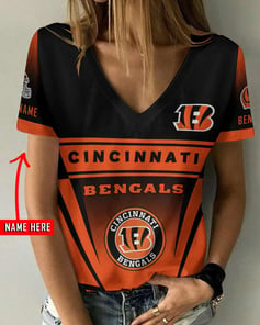 Cincinnati Bengals Personalized V-neck Women T-shirt BG884