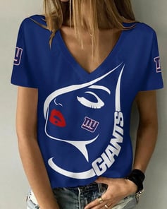 New York Giants Summer V-neck Women T-shirt 136