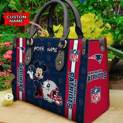 New England Patriots Personalized Leather Hand Bag BBLTHB525