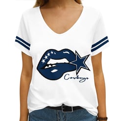 Dallas Cowboys V-neck Women T-shirt AGCWTS278