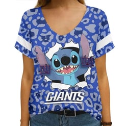 New York Giants V-neck Women T-shirt