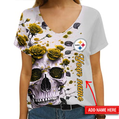 Pittsburgh Steelers Personalized V-neck Women T-shirt AGCWTS216