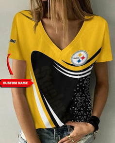 Pittsburgh Steelers Personalized V-neck Women T-shirt BG998