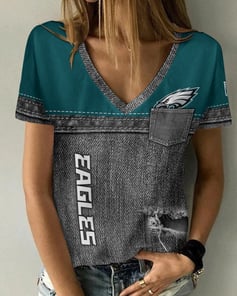 Philadelphia Eagles Summer V-neck Women T-shirt 166