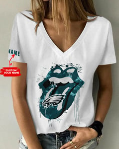 Philadelphia Eagles Personalized V-neck Women T-shirt BG503