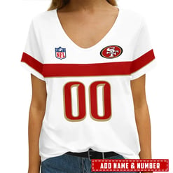 San Francisco 49ers Personalized V-neck Women T-shirt AGCWTS248