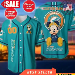 Miami Dolphins Personalized Baseball Jersey BG813