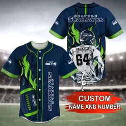 Seattle Seahawks Personalized Baseball Jersey BG50