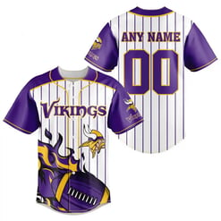 Minnesota Vikings Personalized Baseball Jersey BG748