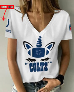 Indianapolis Colts Personalized V-neck Women T-shirt AGCWTS228