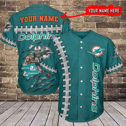 Miami Dolphins Personalized Baseball Jersey BG444