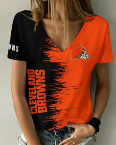 Cleveland Browns Summer V-neck Women T-shirt BG14