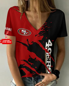 San Francisco 49ers Personalized Summer V-neck Women T-shirt BG259