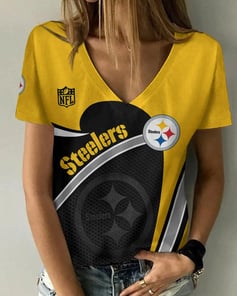 Pittsburgh Steelers V-neck Women T-shirt BG867