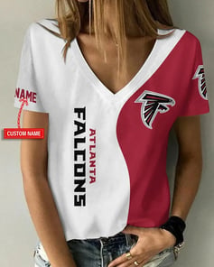 Atlanta Falcons Personalized V-neck Women T-shirt