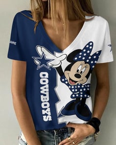 Dallas Cowboys Personalized V-neck Women T-shirt AGCWTS169