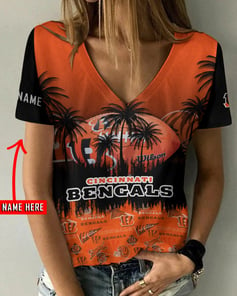 Cincinnati Bengals Personalized Summer V-neck Women T-shirt BG355