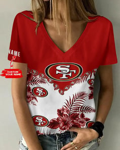 San Francisco 49ers Personalized V-neck Women T-shirt BG484