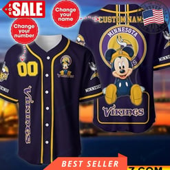 Minnesota Vikings Personalized Baseball Jersey BG814