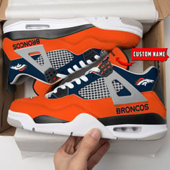 Denver Broncos Personalized AJ4 Sneaker BG58