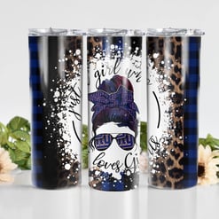 New York Giants Glitter Tumbler With Stainless Steel Straw BG11