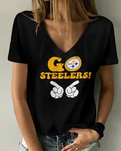 Pittsburgh Steelers V-neck Women T-shirt BG869