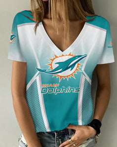 Miami Dolphins Personalized V-neck Women T-shirt AGC04