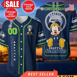 Seattle Seahawks Personalized Baseball Jersey BG820