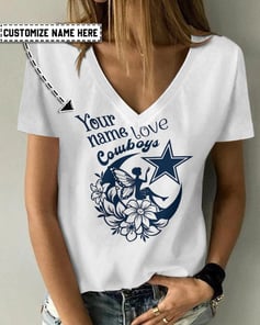 Dallas Cowboys Personalized V-neck Women T-shirt BG525