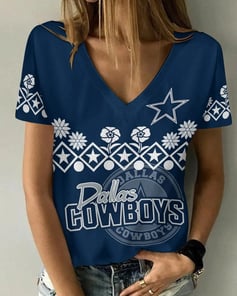 Dallas Cowboys V-neck Women T-shirt BG936