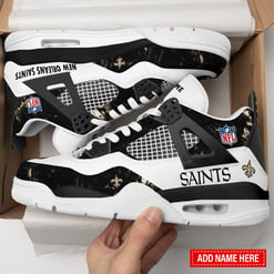 New Orleans Saints Personalized AJ4 Sneaker BGAJ4S362