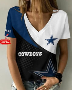 Dallas Cowboys Personalized V-neck Women T-shirt BG892