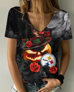 Pittsburgh Steelers V-neck Women T-shirt BG975