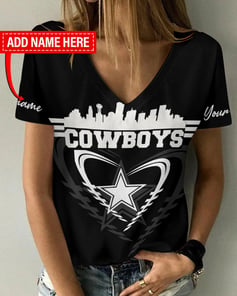 Dallas Cowboys Personalized V-neck Women T-shirt BG953