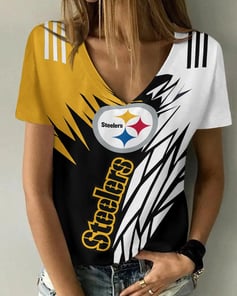 Pittsburgh Steelers V-neck Women T-shirt BG913