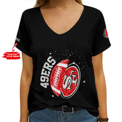 San Francisco 49ers Personalized Personalized V-neck Women T-shirt AGCWTS183