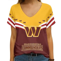 Washington Commanders Personalized V-neck Women T-shirt